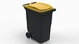 SULO - Bac poubelle roulant 360 L - PEHD - Couvercle jaune - vignette
