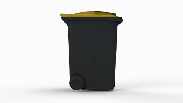 SULO - Bac poubelle roulant 360 L - PEHD - Couvercle jaune - large