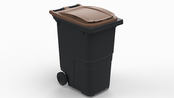 SULO - Bac poubelle roulant SULO de 360 litres cuve grise couvercle marron - large