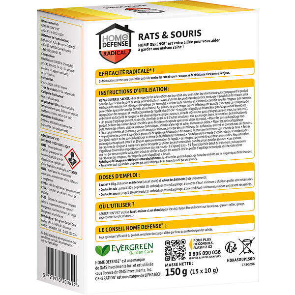 HOME DEF - Appât rongeur - Pâte bleue Rats & souris - 150g - large
