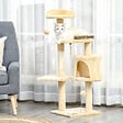 PAWHUT - Arbre à chats multi-équipements griffoirs grattoirs plateformes niche corde jouets 40L x 40l x 114H cm beige - vignette