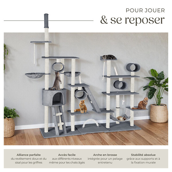 TECTAKE - Arbre à Chat Snooky 261 cm gris - large