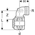 GEBERIT - Coude raccord 90° FlowFit avec filetage mâle - DN. 12 / 15 - Ø 16 mm x Rp. 1/2'' -  - 620.510.00.1 - vignette