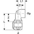 GEBERIT - Coude raccord 90° FlowFit avec filetage femelle - DN. 15 / 20 - Ø 20 mm x Rp. 3/4'' -  - 620.551.00.1 - vignette
