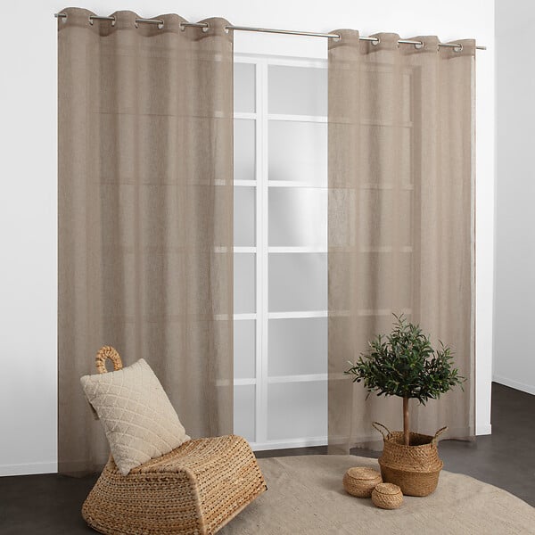 MODE DE VIE - Voilage Louis effet lin - Polyester - Naturel - 140x240cm - large