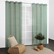 MODE DE VIE - Voilage Louis effet lin - Polyester - Sauge - 130g/m2 - 140x240cm - vignette