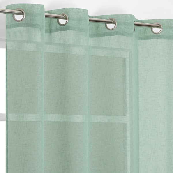 MODE DE VIE - Voilage Louis effet lin - Polyester - Sauge - 130g/m2 - 140x240cm - large