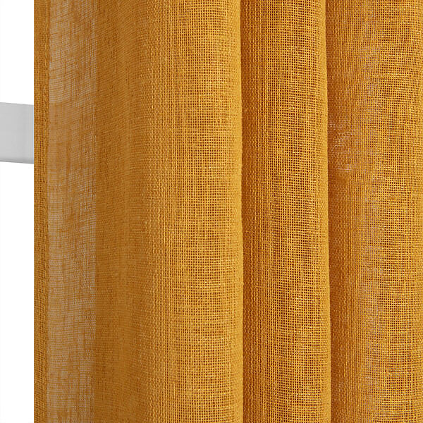 MODE DE VIE - Voilage Louis effet lin - Polyester - Ocre - 130g/m2 - 140x240cm - large