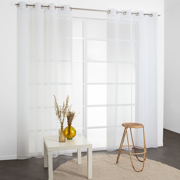 MODE DE VIE - Voilage Leo effet coton - Polyester - Blanc - 70g/m2 - 140x240cm - large