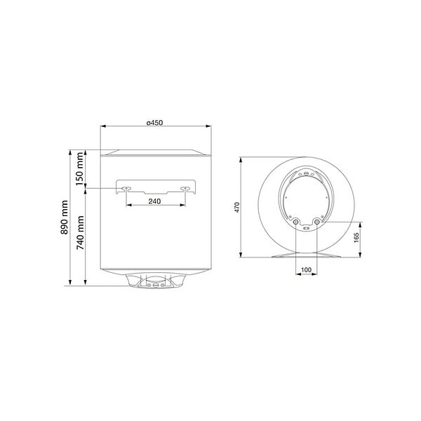 ARISTON - Chauffe-eau électrique vertical mural - ARISTON - Pro 1 Eco 100 l - Ø 450 mm - large