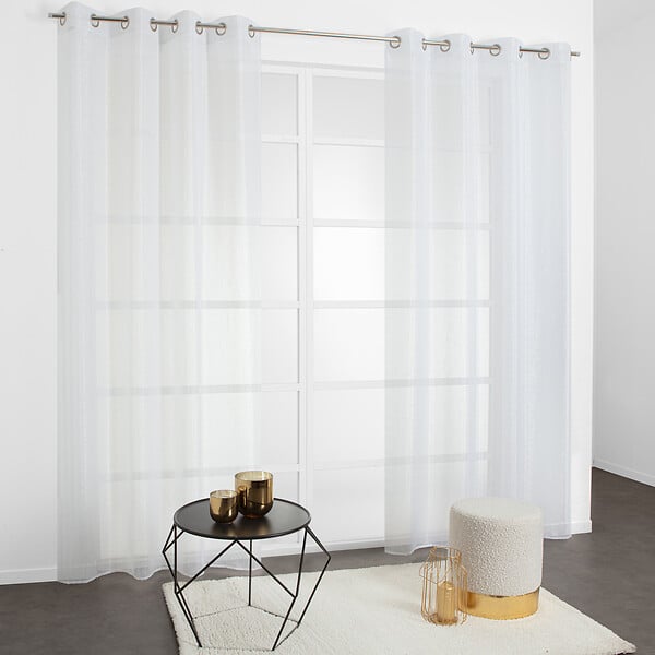 MODE DE VIE - Voilage Lucas en lurex et polyester - Blanc - 140x240cm - large