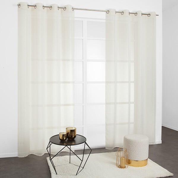MODE DE VIE - Voilage Lucas lurex et polyester - Ecru - 140x240cm - large