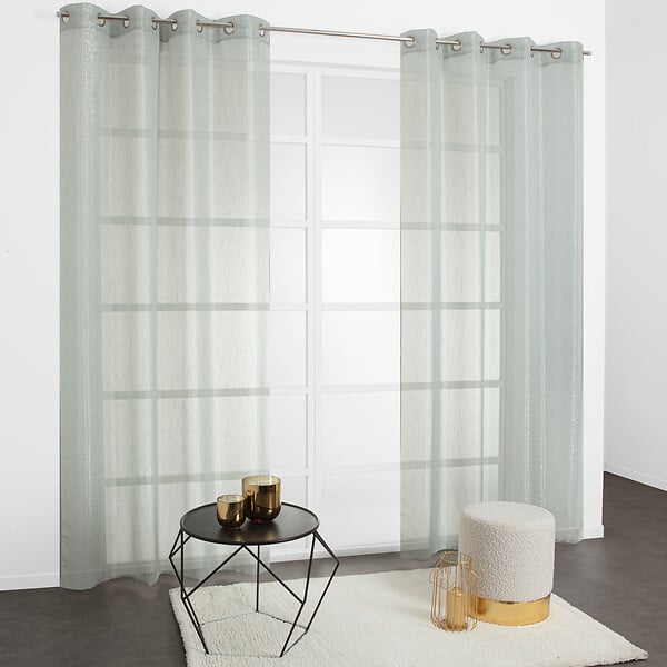 MODE DE VIE - Voilage Lucas lurex et polyester - Sauge - L.140xl.240cm - large