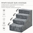 PAWHUT - Escalier pour chat - escalier pour chien - 4 marches - revêtement flanelle grande douceur haute densité - structure panneaux particules - gris - vignette