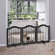 PAWHUT - Barrière de sécurité barrière modulable pliable pour animaux de compagnie - piètement support - dim. 154,5L x 61H cm - MDF bois noir - vignette