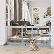 PAWHUT - Barrière de sécurité chien barrière autoportante longueur réglable dim. 104-183L x 36l x 69H cm bois pin gris acier noir - vignette