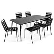 OVIALA - Ensemble table de jardin et 6 chaises en métal noir - Palavas - vignette