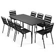 OVIALA - Ensemble table de jardin et 8 chaises en métal noir - Palavas - vignette
