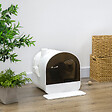 PAWHUT - Maison de toilette bac à litière pour chat avec porte battante, pelle et filtre inclus dim. 43L x 44l x 47H cm PP blanc marron fumé - vignette