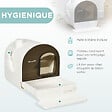 PAWHUT - Maison de toilette bac à litière pour chat avec porte battante, pelle et filtre inclus dim. 43L x 44l x 47H cm PP blanc marron fumé - vignette