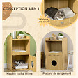 PAWHUT - Maison de toilette chat - porte, niche avec coussin, plateau - panneaux aspect bois clair - vignette