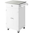 HOMCOM - Desserte de cuisine multi-rangements 1 tiroir placard 2 portes avec étagère porte-torchons MDF blanc acier inox. - vignette