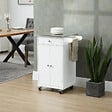 HOMCOM - Desserte de cuisine multi-rangements 1 tiroir placard 2 portes avec étagère porte-torchons MDF blanc acier inox. - vignette