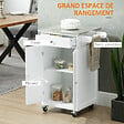 HOMCOM - Desserte de cuisine multi-rangements 1 tiroir placard 2 portes avec étagère porte-torchons MDF blanc acier inox. - vignette