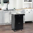HOMCOM - Desserte de cuisine multi-rangements 1 tiroir placard 2 portes avec étagère porte-torchons MDF noir acier inox. - vignette