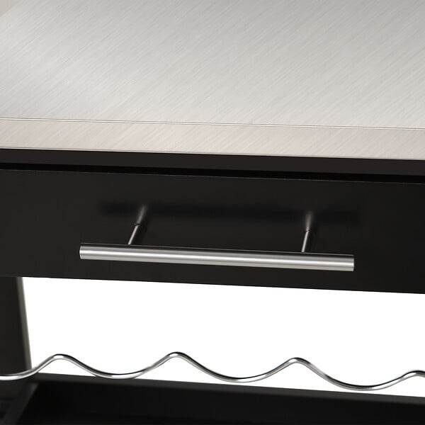 HOMCOM - HOMCOM Chariot de service desserte de cuisine à roulettes multi-rangements 60L x 40l x 85H cm plateau acier inox. MDF pin noir - large