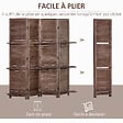HOMCOM - Paravent intérieur 4 panneaux 3 étagères pliables séparateur de pièce portes persiennes bois de paulownia aspect acajou foncé - vignette