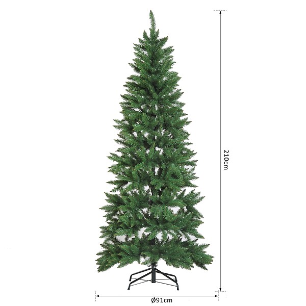 HOMCOM - Sapin de Noël artificiel Ø 91 x 210H cm 865 branches épines imitation Nordmann grand réalisme vert - large