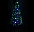 HOMCOM - Sapin de Noël artificiel lumineux fibre optique LED multicolore + support pied Ø 60 x 120H cm 130 branches étoile sommet brillante vert - vignette