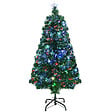 HOMCOM - Sapin de Noël artificiel lumineux fibre optique LED multicolore + support pied Ø 60 x 120H cm 130 branches étoile sommet brillante vert - vignette