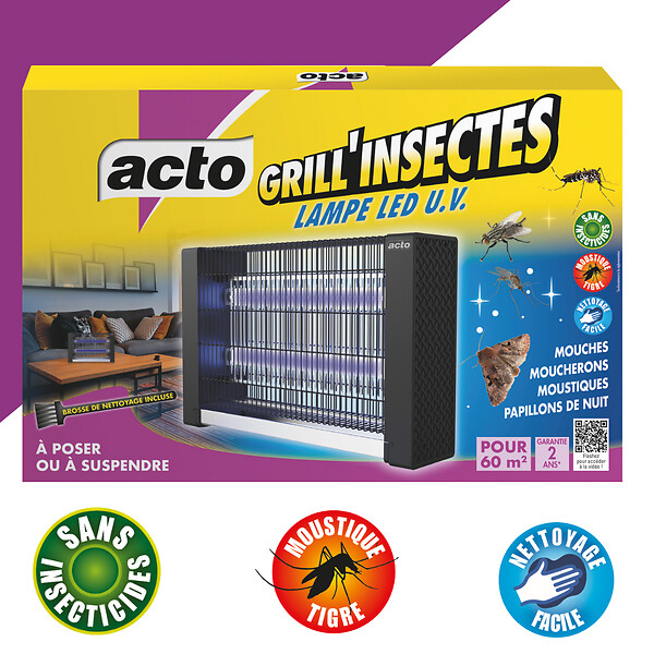 ACTO - Grill insectes lampe LED UV - 60m² - large