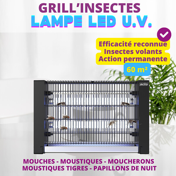 ACTO - Grill insectes lampe LED UV - 60m² - large