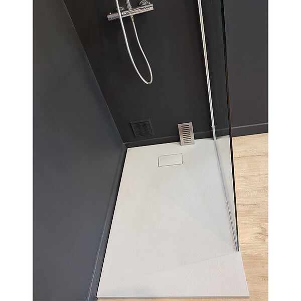 STANO - Receveur de douche 80 x 80 cm extra plat gris PIATTO en SoliCast® surface ardoisée - large