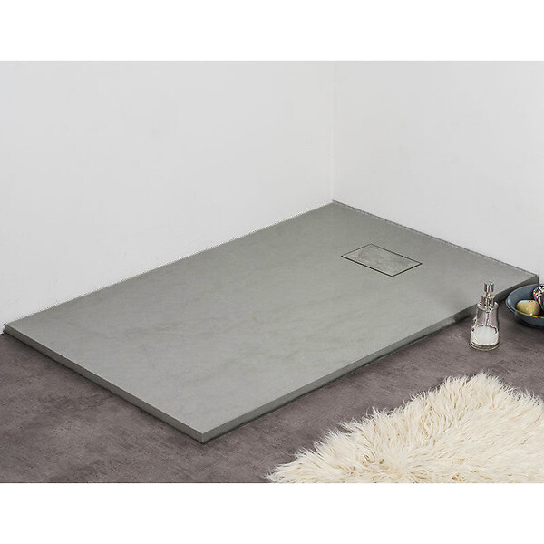 STANO - Receveur de douche 80 x 80 cm extra plat gris PIATTO en SoliCast® surface ardoisée - large