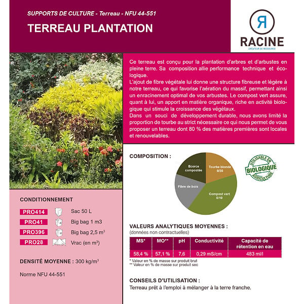 RACINE - Terreau plantation special enracinement 10 sacs de 50 litres - large