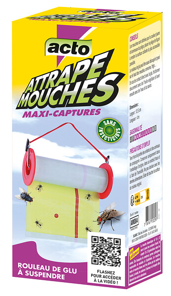 ACTO - Piège à mouches adhésif XXL - Rouleau - 4m - large