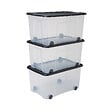 SUNDIS - Bac de rangement sur roulettes - Noir - Lot de 3 - 50L - vignette