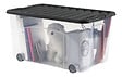 SUNDIS - Bac de rangement sur roulettes - Noir - Lot de 3 - 50L - vignette