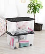 SUNDIS - Bac de rangement sur roulettes - Noir - Lot de 3 - 50L - vignette
