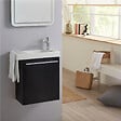 GODART - Pack lave-mains Noir Mat avec porte serviette - mitigeur à droite - L.48 X H. 52.5 cm - Houston 2 - vignette
