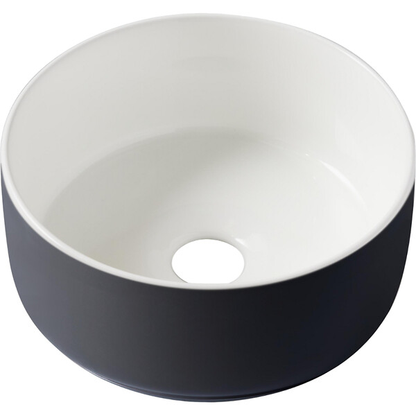 GODART - Vasque lave mains ø25 cm - Noir et blanc - Faible diamètre - Rebords fins - Jany - large