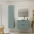 CERSANIT - Meuble salle de bain strié 80 cm pour vasque à poser - Vert fjord mat - à suspendre - Tirso - vignette