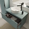 CERSANIT - Meuble salle de bain strié 80 cm pour vasque à poser - Vert fjord mat - à suspendre - Tirso - vignette