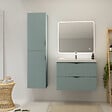 CERSANIT - Meuble salle de bain strié - 80 cm - avec plan vasque - Vert fjord mat - à suspendre - Tirso - vignette