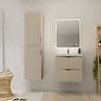 CERSANIT - Meuble salle de bain strié - 60 cm - avec plan vasque - Beige cachemire mat - à suspendre - Tirso - vignette