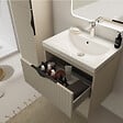 CERSANIT - Meuble salle de bain strié - 60 cm - avec plan vasque - Beige cachemire mat - à suspendre - Tirso - vignette